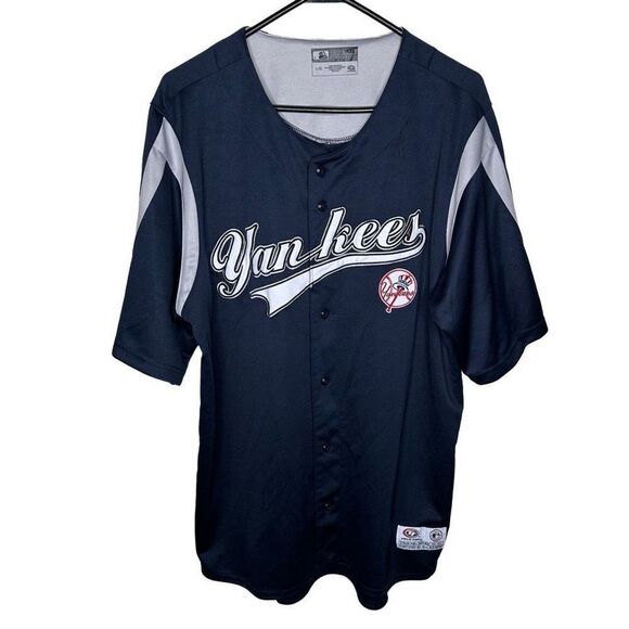 MLB Yankees Baseball Jersey Size L Navy Blue - Picture 1 of 6